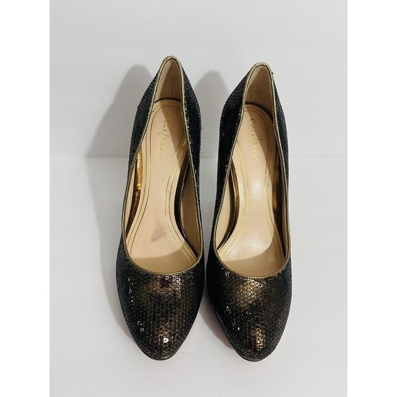 Cole Haan Shoes - Cole Haan Gold Faux Snake Skin Leather Pumps Women’s Size 8.5B  4” Heel